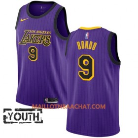 Maillot NBA Los Angeles Lakers Rajon Rondo 9 2018-19 Nike City Edition Violet Swingman - Enfant